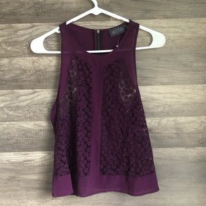 ASTR Embroidered Flower Racerback Top XS